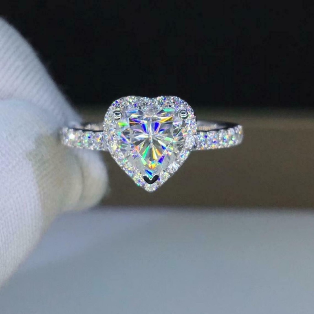 925 Silver Filled Sapphire Heart Valentine Ring 7, 8, 9